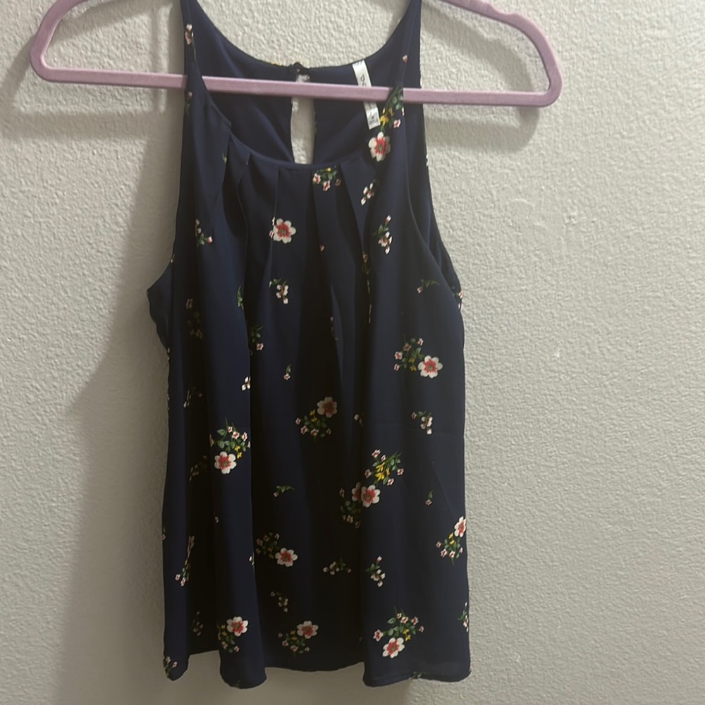 DNA Couture Navy Floral Tank Top